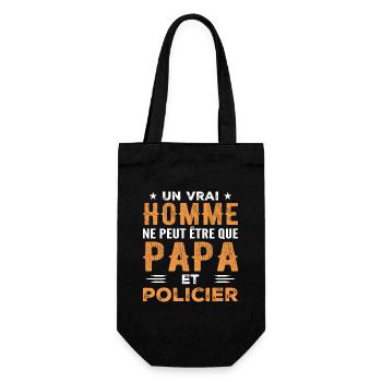 A Real Man Is Only a Dad and a Policeman - Gift Bag for Bottles - black - Front