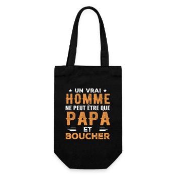Ein richtiger Mann ist nur Papa und Metzger - Geschenkbeutel für Flaschen - Schwarz - Vorne