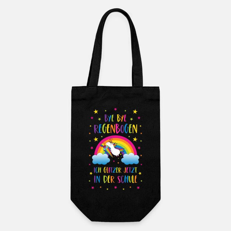 Einschulung Einhorn Bye Bye Regenbogen Schule - Geschenkbeutel für Flaschen - Schwarz