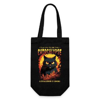 Chat détruit la grande ville en colère mal Art moderne - Sac à bouteille - noir - Devant