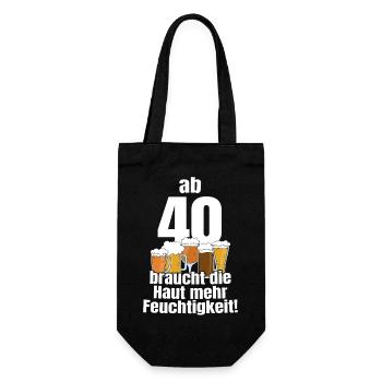 40. Geburtstag Herren Spaß Haut Feuchtigkeit Bier - Geschenkbeutel für Flaschen - Schwarz - Vorne