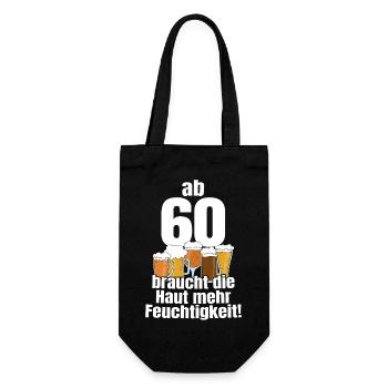 60. Geburtstag Herren Spaß Haut Feuchtigkeit Bier - Geschenkbeutel für Flaschen - Schwarz - Vorne