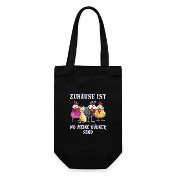 zuhause ist wo meine Hühner sind - Geschenkbeutel für Flaschen - Schwarz - Vorne