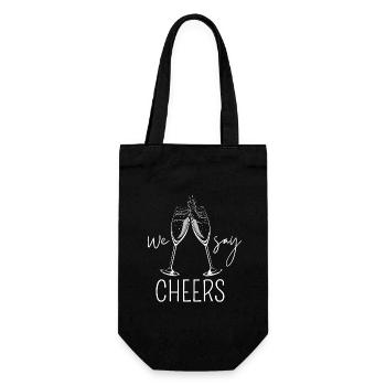 We say cheers for dark backgrounds - Gift Bag for Bottles - black - Front