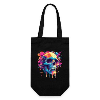 Psychedelisches Skelett mit leuchtenden Farben - Geschenkbeutel für Flaschen - Schwarz - Vorne