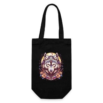 Head of a wolf in New School tattoo style - Gift Bag for Bottles - black - Front