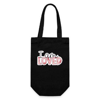 Positive Affirmation - i am loved - Gift Bag for Bottles - black - Front