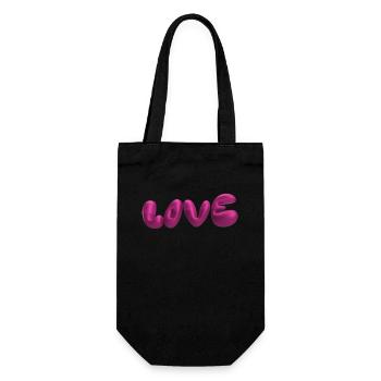 love,3d,buchstaben,ballon,3d,liebe,metallic - Geschenkbeutel für Flaschen - Schwarz - Vorne