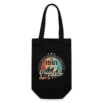 1961 April 1961 Geburtstag April 1961 April - Geschenkbeutel für Flaschen - Schwarz - Vorne