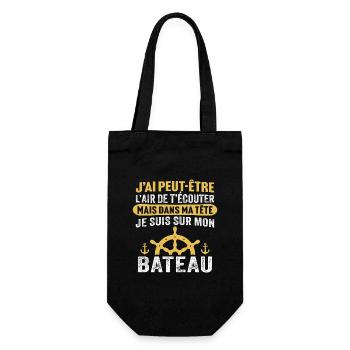 dans ma tête je suis sur mon bateau - Sac à bouteille - noir - Devant