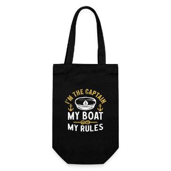 Ich bin Der Kapitän Mein Boot Meine Regeln Lustiges Bootfahren - Geschenkbeutel für Flaschen - Schwarz - Vorne