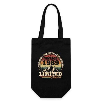1989 Vintage Retro Birthday Gift 34 Years - Gift Bag for Bottles - black - Front