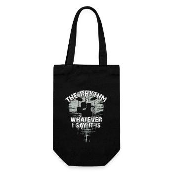 Drumset silhouette with reflection funny saying - Gift Bag for Bottles - black - Front