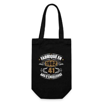 Cadeau d'anniversaire 41 ans, Fabriqué en 1982 - Sac à bouteille - noir - Devant