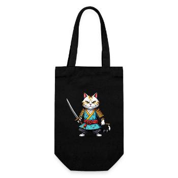 Chat samouraï - Sac à bouteille - noir - Devant
