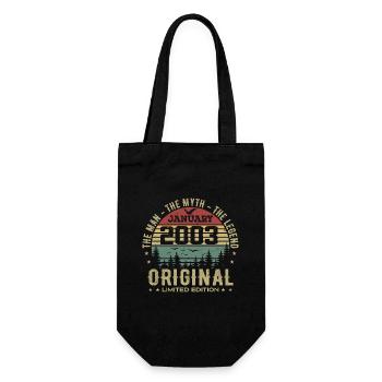 22 Year Old Birthday Gift, Born In January 2003 - Gift Bag for Bottles - black - Front