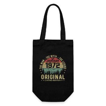 53 Jahre altes Geburtstagsgeschenk, geboren im Januar 1972 - Geschenkbeutel für Flaschen - Schwarz - Vorne