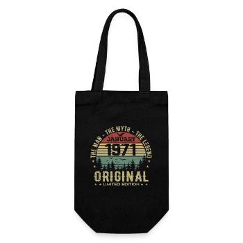 54 Year Old Birthday Gift, Born In January 1971 - Gift Bag for Bottles - black - Front