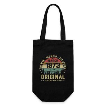 Gift for the 52nd Anniversary Original March 1973 - Gift Bag for Bottles - black - Front