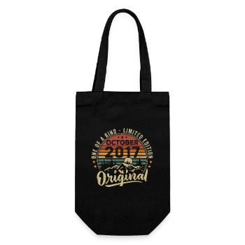 Birthday Gift | Vintage Born October 2017 - Gift Bag for Bottles - black - Front