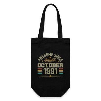 Né en Octobre 1991 | Anniversaire Octobre 1991 - Sac à bouteille - noir - Devant
