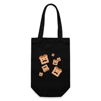 Toast with moustache - Gift Bag for Bottles - black - Front