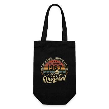 Vintage Retro December 1967 Birthday Gift - Gift Bag for Bottles - black - Front
