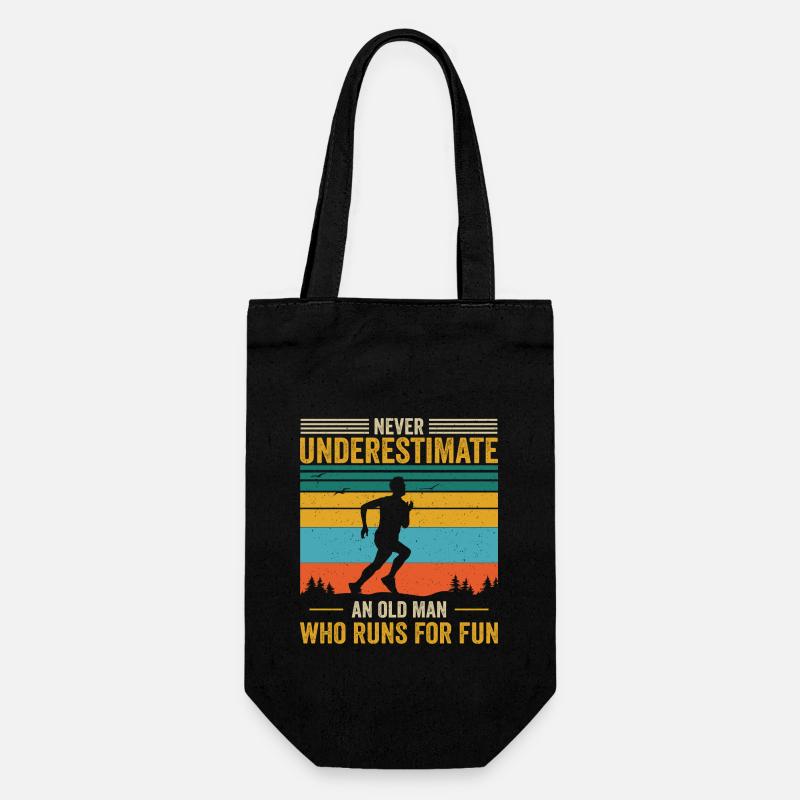 Never underestimate an old man who runs for fun - Sac à bouteille - noir