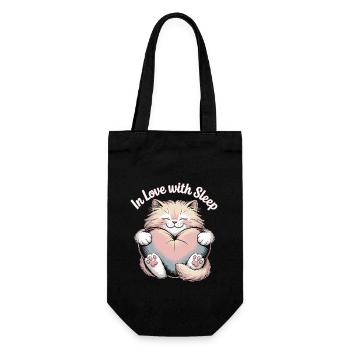 Süßes Katzen Design mit Herz - Geschenkbeutel für Flaschen - Schwarz - Vorne