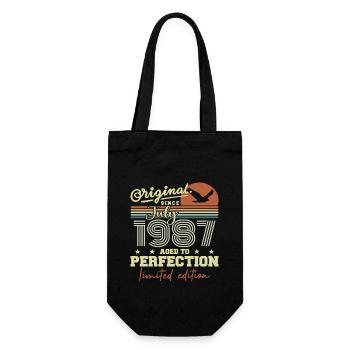 July 1987 Retro Birthday Born In July 1987 - Gift Bag for Bottles - black - Front