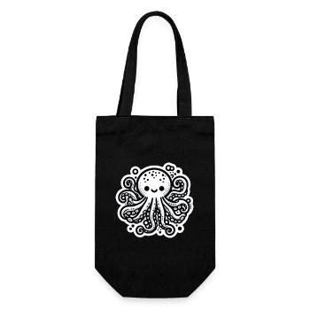 Krake Octopus weiß Sticker - Geschenkbeutel für Flaschen - Schwarz - Vorne