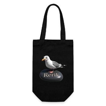 Rerik Ostseebad - Rerik Möwe - Geschenkbeutel für Flaschen - Schwarz - Vorne