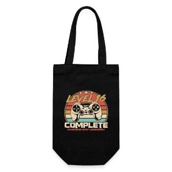 16th Birthday Gamer Level 16 Unlocked - Gift Bag for Bottles - black - Front