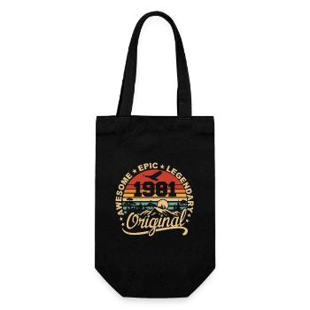 Original 1981 Geburtstagsgeschenk 1981 Retro 1981 - Geschenkbeutel für Flaschen - Schwarz - Vorne