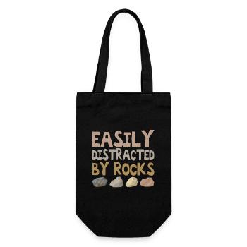 Easily Distracted By Rocks Geology Paleontologist - Gift Bag for Bottles - black - Front