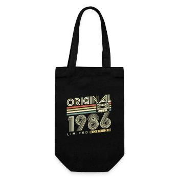 Original 1986 Jahrgang Vintage Retro Geburtstag - Geschenkbeutel für Flaschen - Schwarz - Vorne