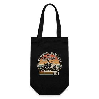 Vintage Born in 1971 | 54th Anniversary Gift 1971 - Gift Bag for Bottles - black - Front