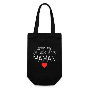Maman / Fête des Mère / Enfant / Mere / Bébé - Sac à bouteille - noir - Devant
