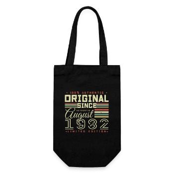 August 1982 Retro August 1982 August 1982 Anniversary - Gift Bag for Bottles - black - Front