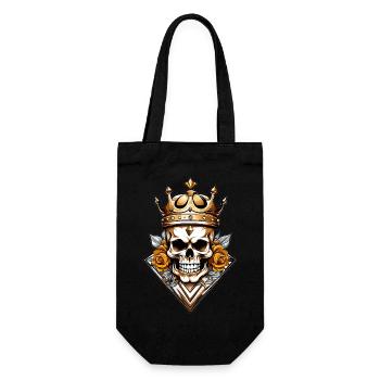 Totenkopf, mit Krone - Geschenkbeutel für Flaschen - Schwarz - Vorne