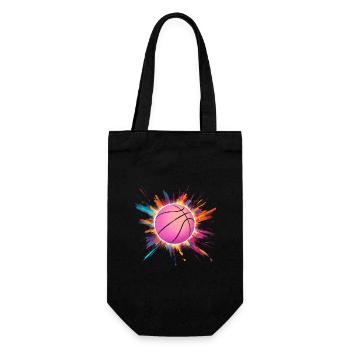 Basketball in pink with colorful splash of color - Gift Bag for Bottles - black - Front