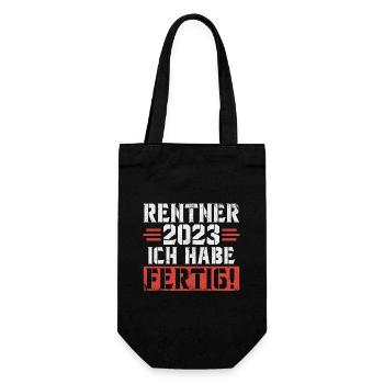 Rentner 2023 Ich habe fertig! - Geschenkbeutel für Flaschen - Schwarz - Vorne