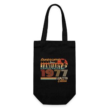 Birthday Gift - Born in January 1977 - Gift Bag for Bottles - black - Front