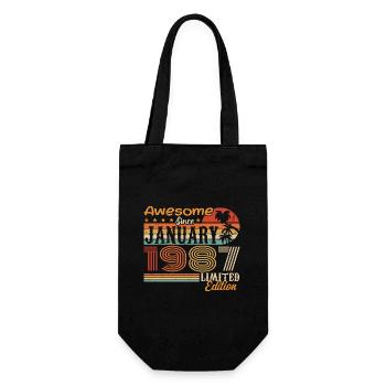 Cadeau d’anniversaire - Né en janvier 1987 - Sac à bouteille - noir - Devant