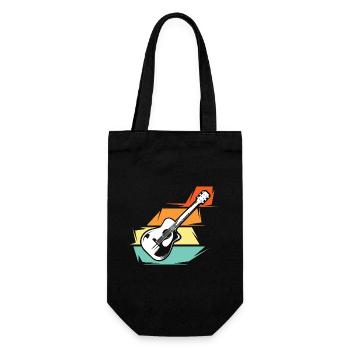 retro Gitarre Musiker Gitarrenliebe Symbol vintage - Geschenkbeutel für Flaschen - Schwarz - Vorne