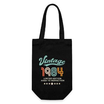 Jahrgang 1984 Geburtstag 1984, 40 Jahre alt - Geschenkbeutel für Flaschen - Schwarz - Vorne