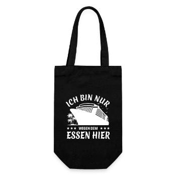 Kreuzfahrt - Ich bin nur wegen dem Essen hier - Geschenkbeutel für Flaschen - Schwarz - Vorne