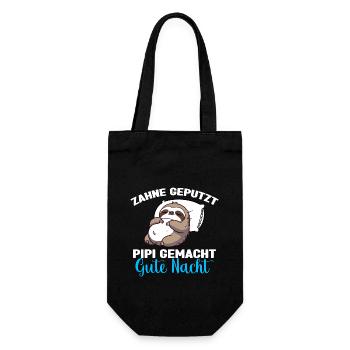 Faultier Schlafshirt Faultier Gute Nacht - Geschenkbeutel für Flaschen - Schwarz - Vorne