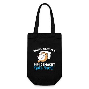Katzen Schlafshirt Dicke Katze Gute Nacht - Geschenkbeutel für Flaschen - Schwarz - Vorne