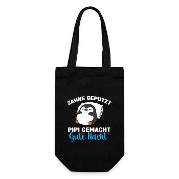 Pinguin Schlafshirt Pinguin Gute Nacht - Geschenkbeutel für Flaschen - Schwarz - Vorne